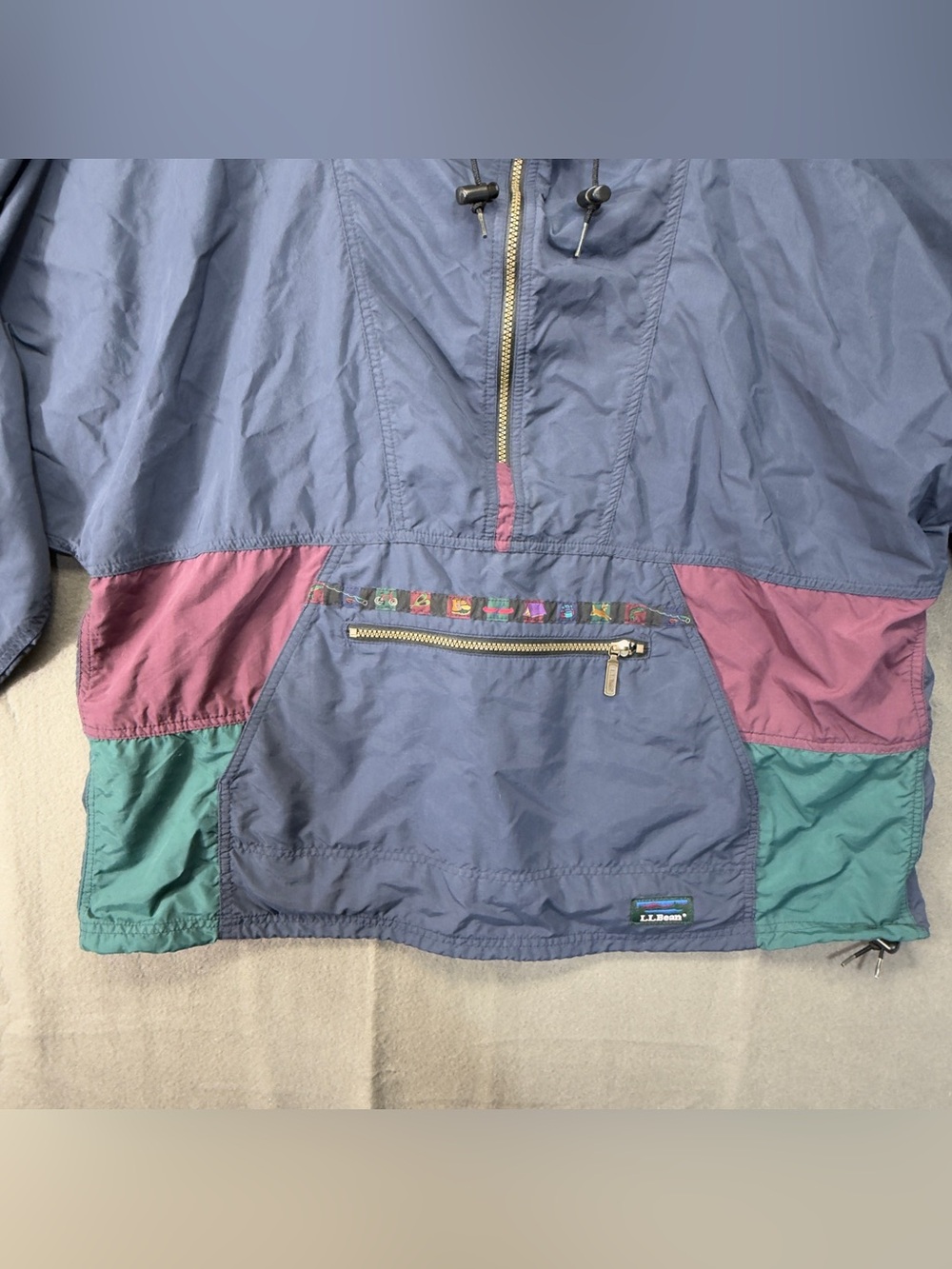 Vintage LL Bean Women's xl Aztec Anorak camping hiking pullover jacket 90s - Picture 2 of 15